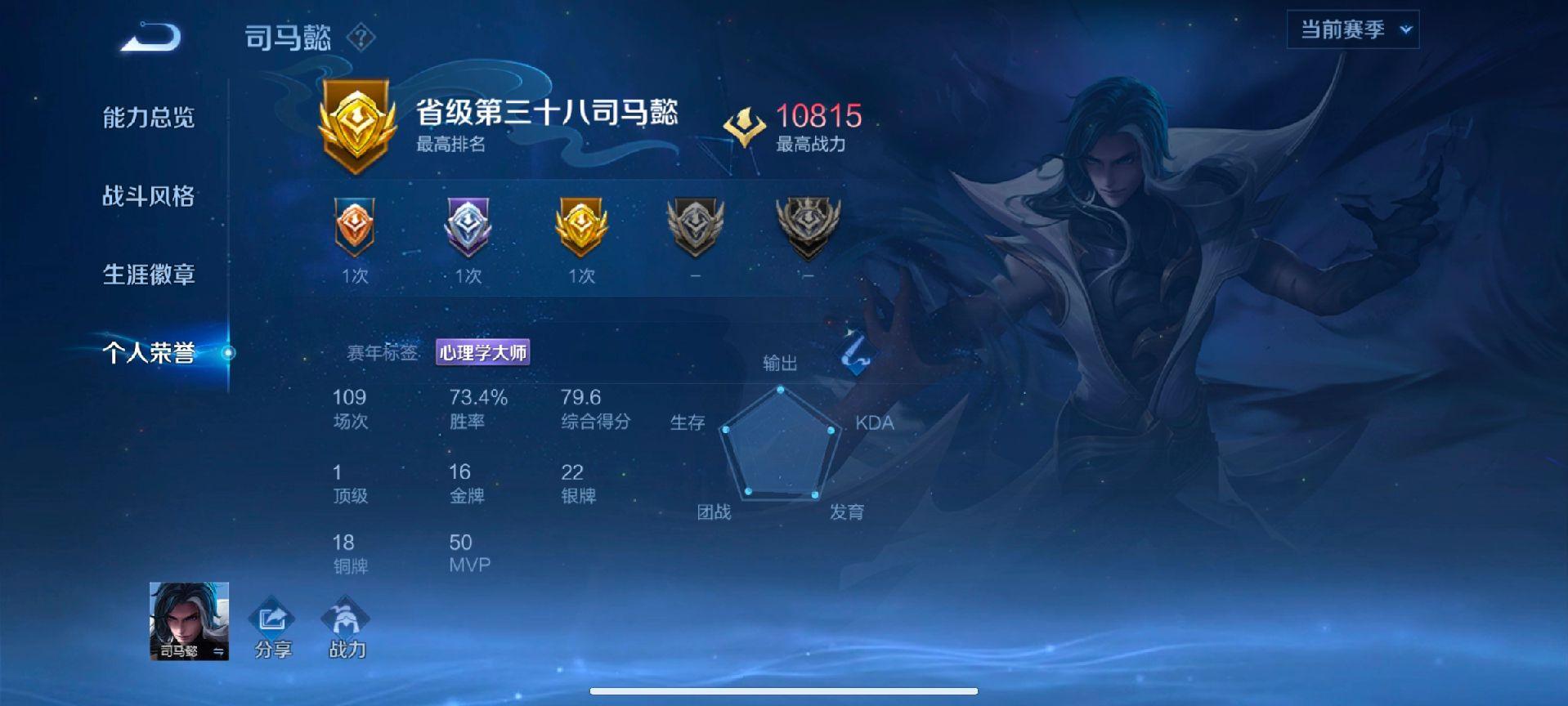 司马懿荣誉战绩